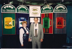 Garth and I and our first trade show booth in 1996