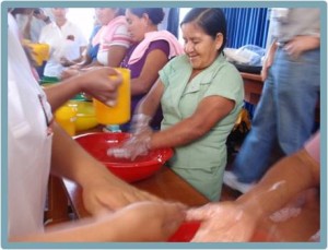 Learning proper handwashing and sanitation. Trainings funded by the CFF