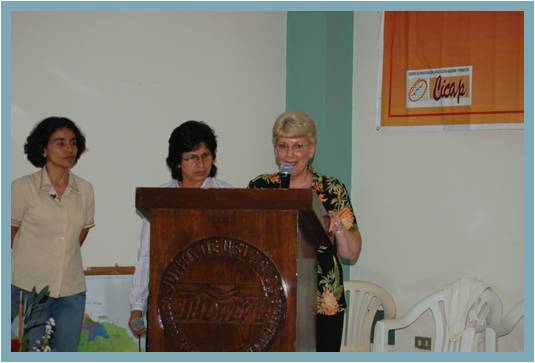 Me addressing the third annual meeting of the women producers of Cecanor in Peru